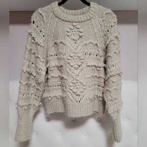 Zara Mohair Sz L Caramel Tan Popcorn Knit Sweater